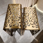 Brushed Gold U-Shaped Side Table with Organic Cutout Pattern